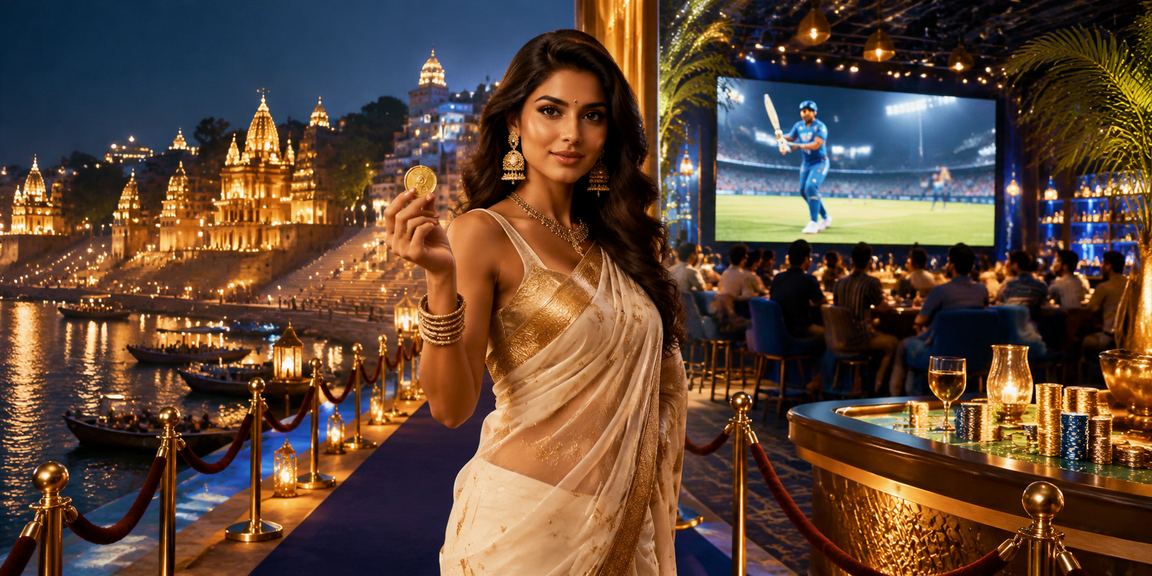 Vibrant cricket match atmosphere in Varanasi showing enthusiastic Indian bettors
